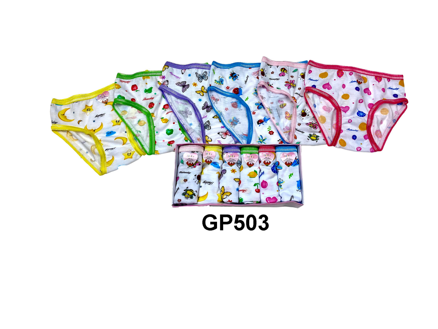 Girls Cotton Panty-6Pcs/Box