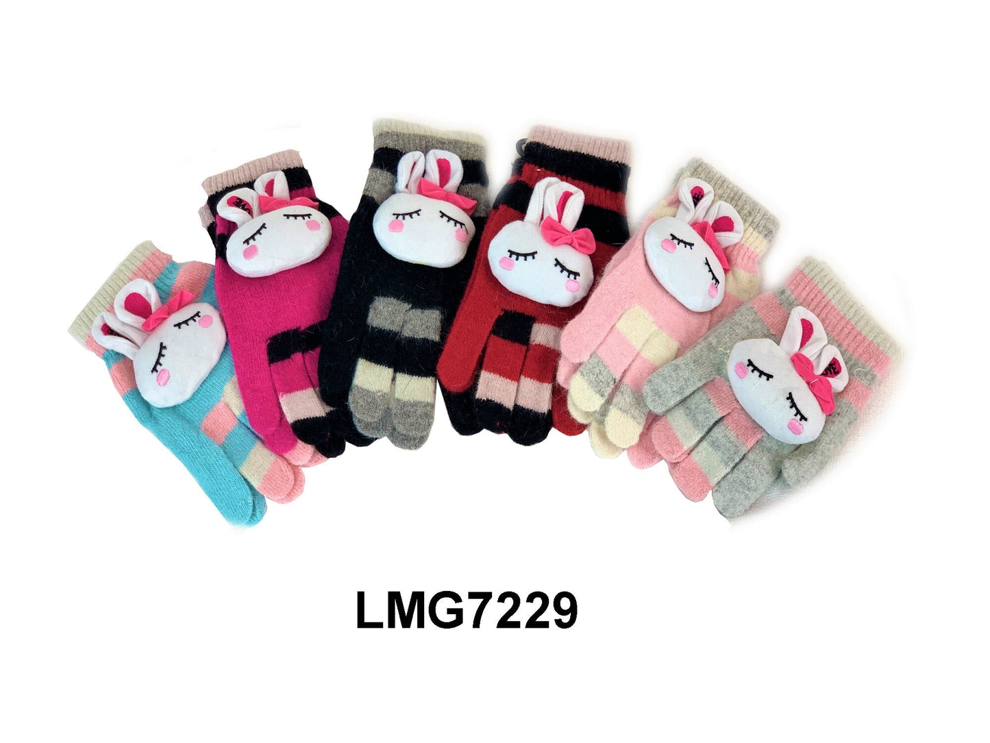 Ladys Rabbit Fur Glove W/Cuff