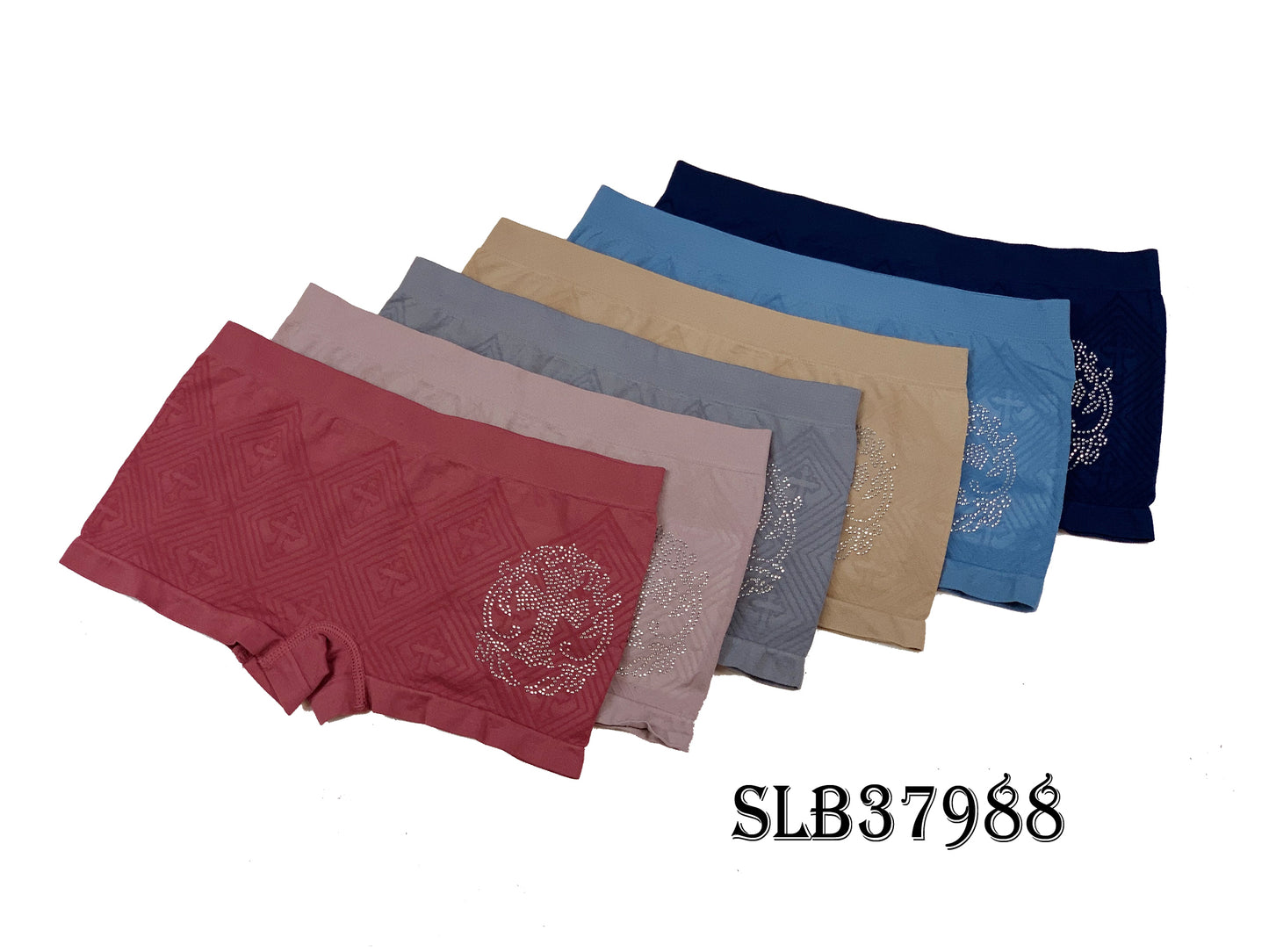 Ladys Seamless Boxer W/Rhinestone