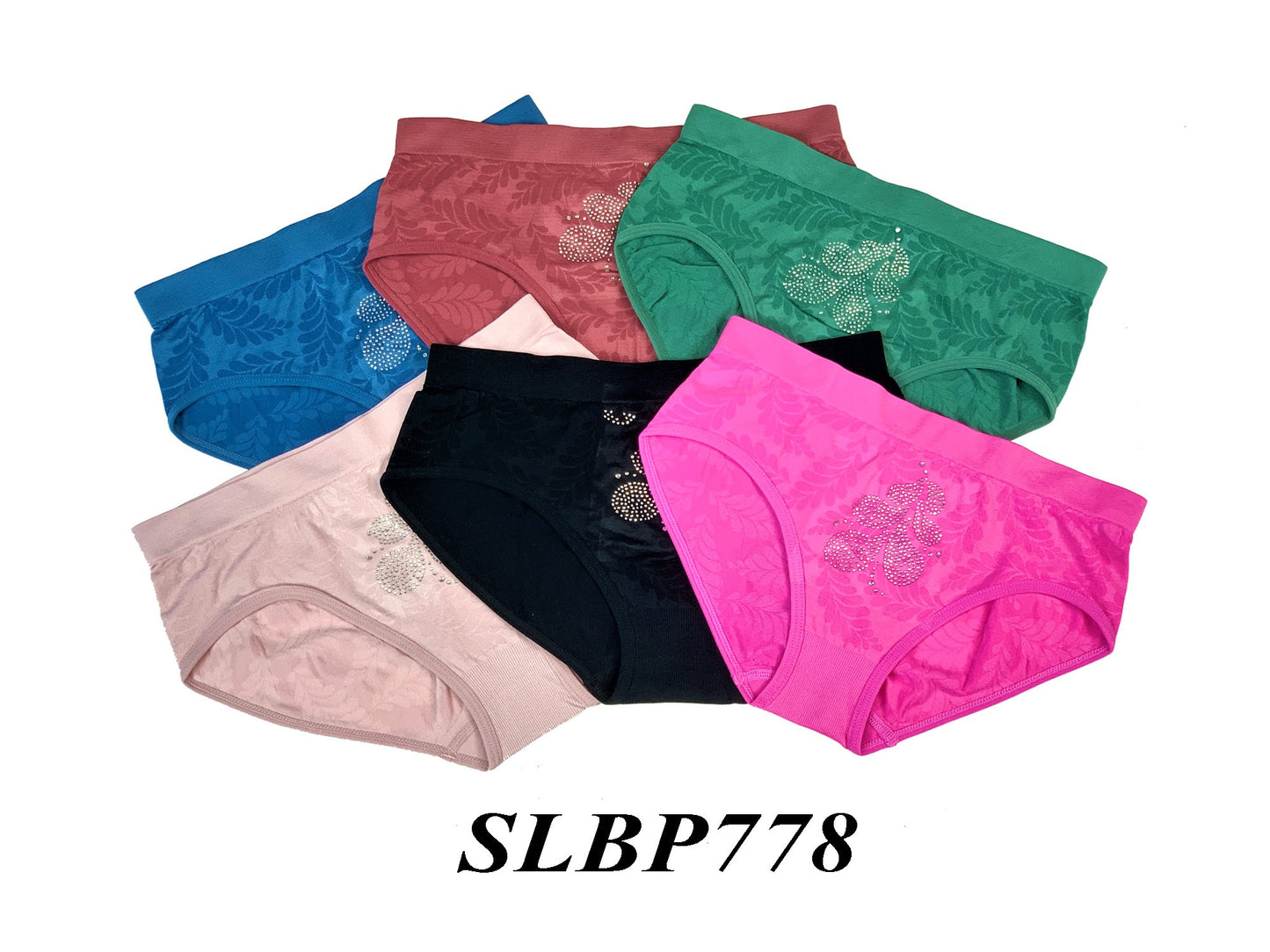 Ladys Seamless Brief W/ Rhinestone