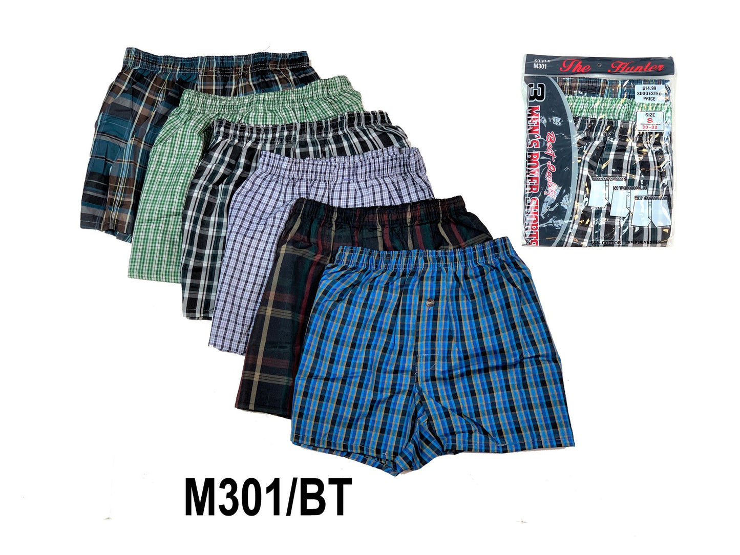 Men Woven Boxer Short W/Button