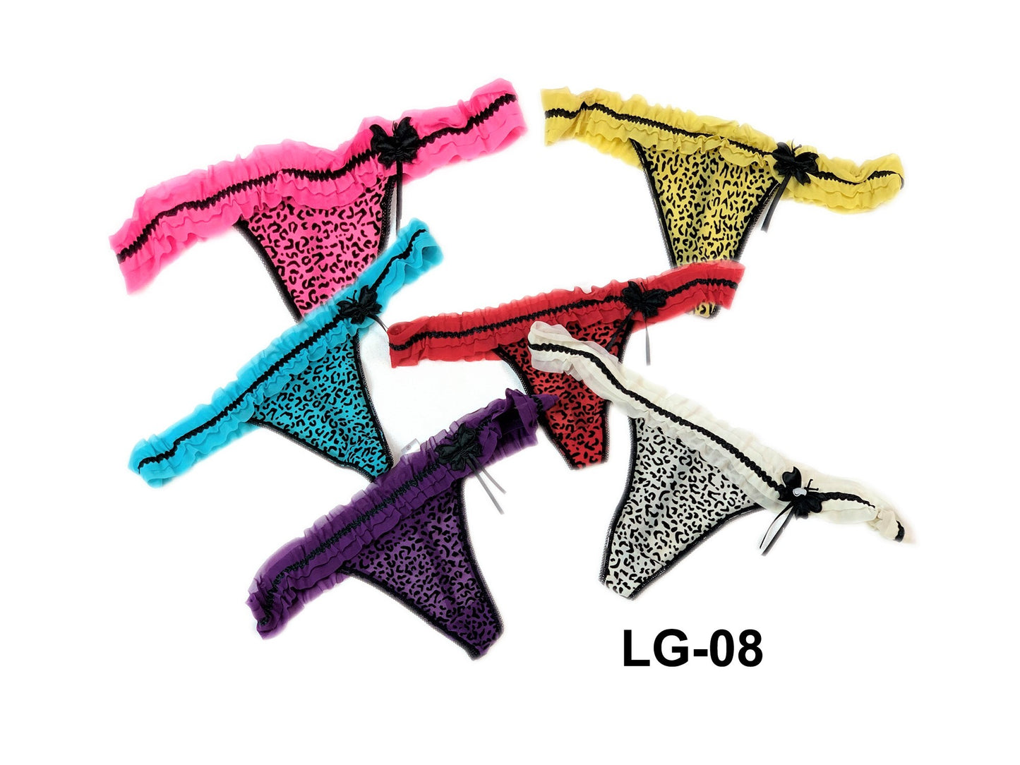 Ladys Nylon G-String W/Leopard Skin Print