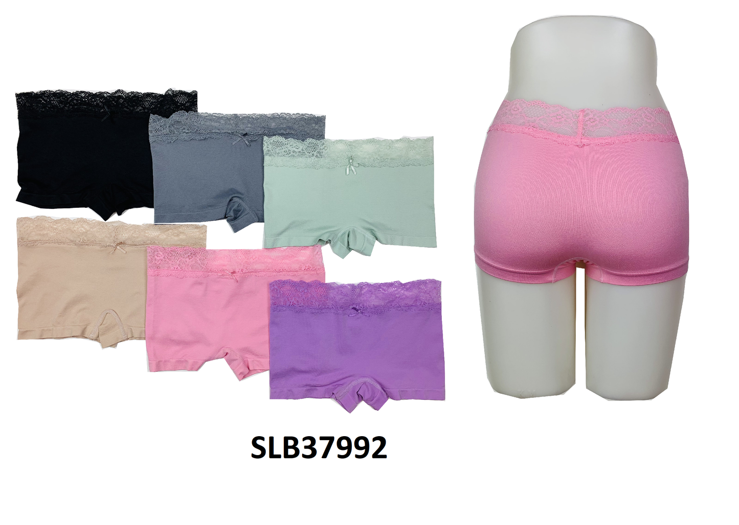 Ladys Seamless Boxer/Lace Waist