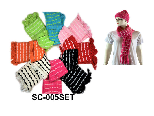 Cozy Scarf+Hat Set W/Knitted Design