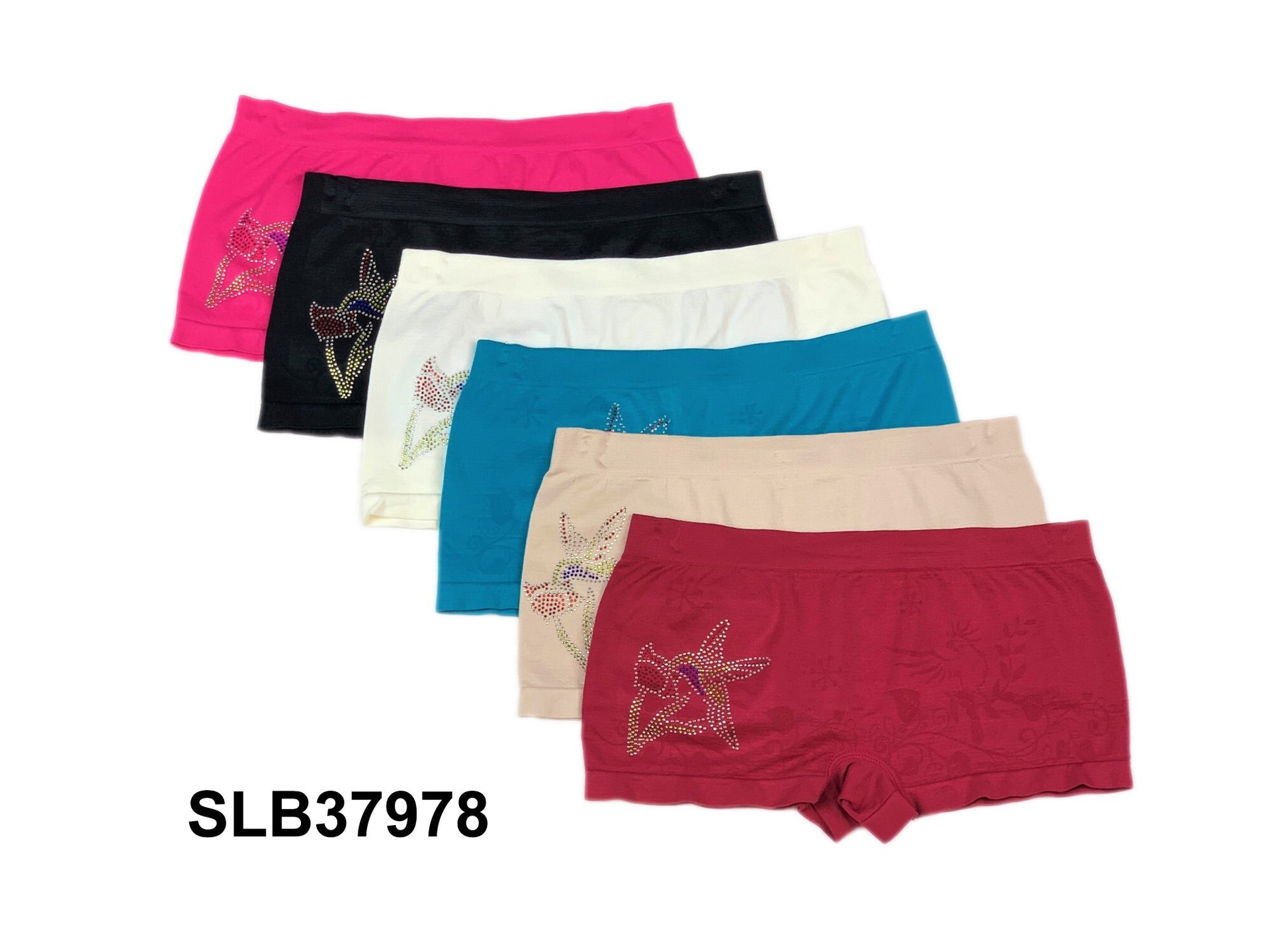 Ladys Seamless Boxer W /Rhinestone